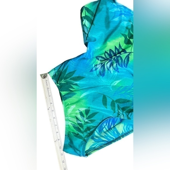 NWT Athena One Piece Tropical Blue & Green Foliage Pattern Swimsuit Size 10 - Picture 13 of 16